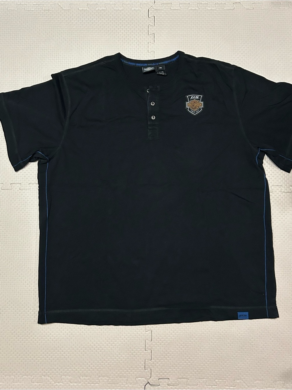 Harley-Davidson Men’s Black Short-Sleeve Henley Shirt